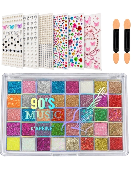 Affynel Other - Face Body Glitter Gel,40 Colors Glitter Makeup with 6 Face Gem Sticker Sheets